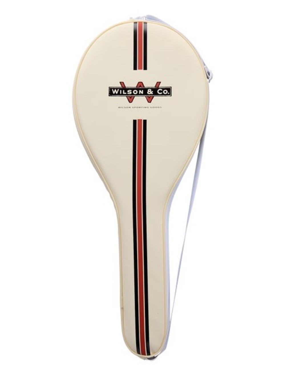 Wilson Cream Tennis Racket Case with Black and Red Stripes